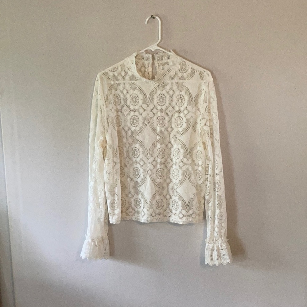 Ivory midriff lace blouse